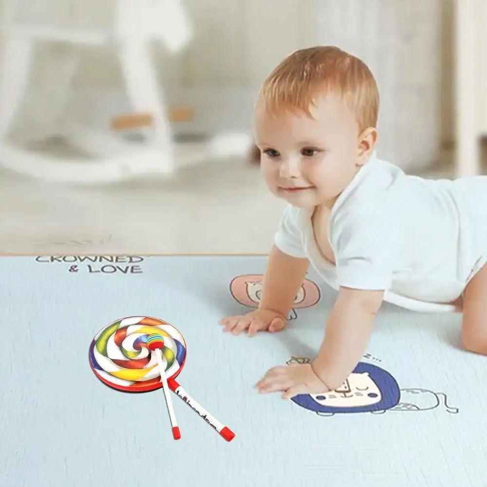 Hand Percussion Lollipop Hand Drum Educational Toys Handheld Drum Toy Tambourine  Dance Props