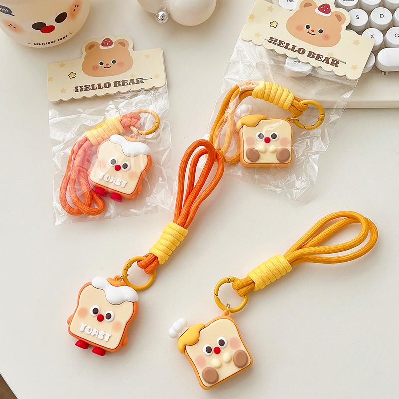 Cute Toast Key Chain Couple Three-dimensional Figure Student Bag Pendant Accessory Bread Pendant Gift