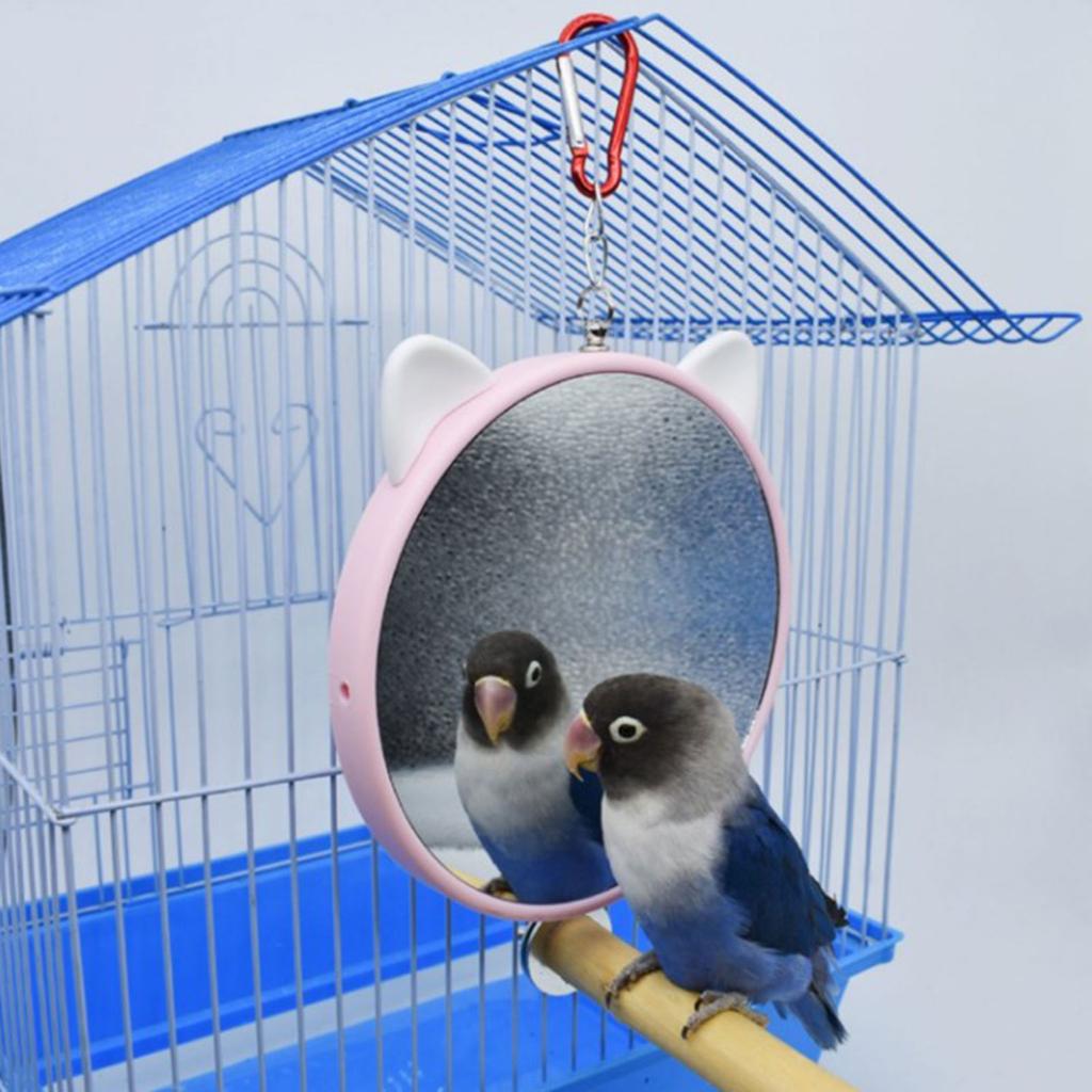Bird Mirrors for Cage Plastic Mirror with Metal Hanging Hook 5.9 Inch Diameter Keeping Birds Occupied and Engaged