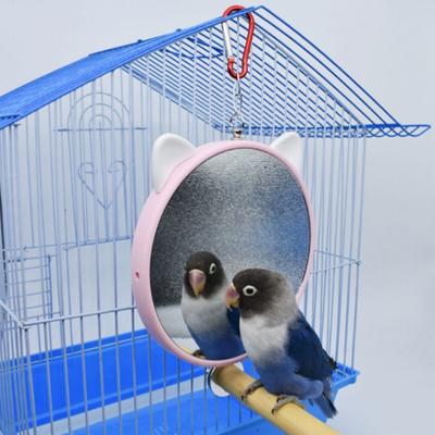 Bird Mirrors for Cage Plastic Mirror with Metal Hanging Hook 5.9 Inch Diameter Keeping Birds Occupied and Engaged