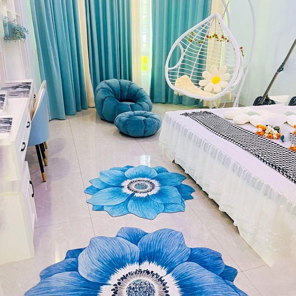 

Household Flower Shaped Water Absorbing Anti-Skid Carpets Floor Mat Area Rugs Entry Door Mat S-pink peony