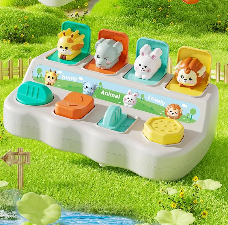 Interactive Pop Up Animals Toys Kids Hide Seek Switch Box 6 12 Months Cause and Effect Toys Montessori Development Sensory Toys
