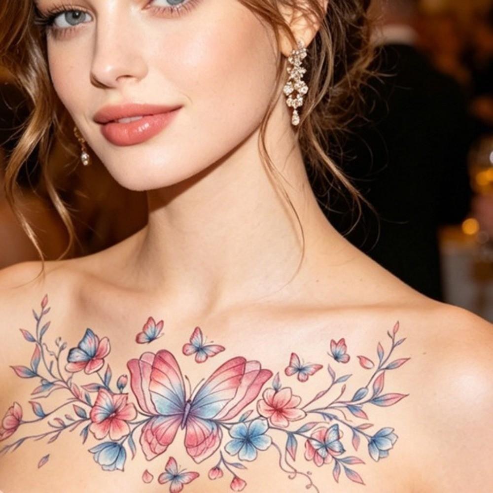 3D Texture Floral Body Art Sticker Crown Cross Wing Temporary Tattoo Instant Decals Music Festival