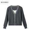 Northern Deer V-Neck French Wool Knitwear - Casual Women's Fashion, Versatile Two-Piece Design