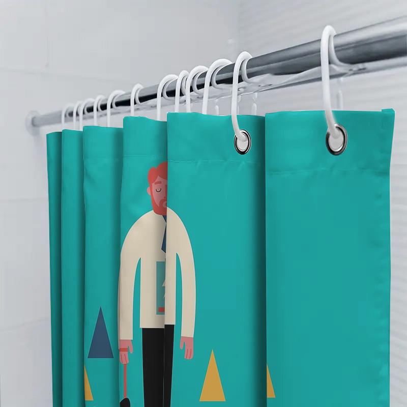 Dog Lover Shower Curtain Cute Puppy Pet Bathroom Decor Modern Farmhouse Washable Fabric Wall Art