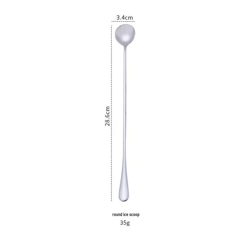 304 Stainless Steel Long-Handle Double-Ended Cocktail Stirring Spoon & Fork