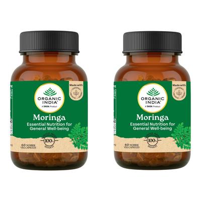Moringa Capsules 60 Veg Capsules Pack of 2 with Free Sample for Energy Stamina Wellness Support