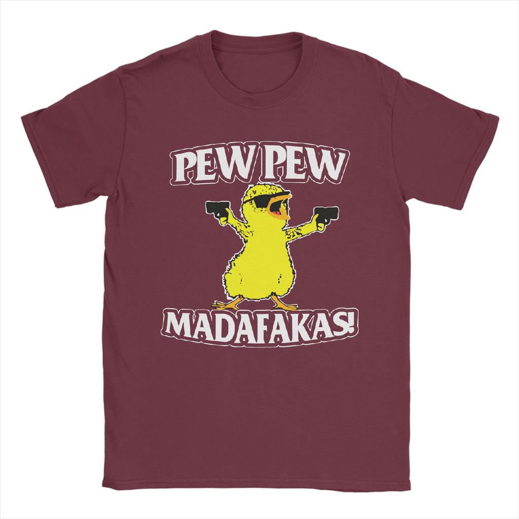 Herren T-Shirts Ente Pew Pew Madafakas Vintage Reine Baumwoll-Tees Kurzarm T-Shirts Rundhals Kleidung Übergröße