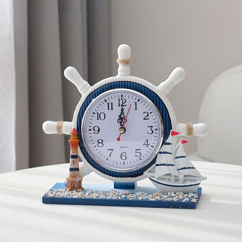 Bedroom Decoration Table Clock Wooden Clock Ornaments In Living Room Mediterranean Navigation Helmsman Clock Table Clock