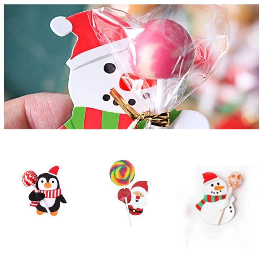 50pcs Cartoon Christmas Lollipop Paper Paper Kids Candy Gift Package Kid