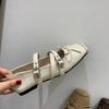 Retro flat bottom square head single shoes ballet shoes autumn new French brown bow buckle Mary Jane women's shoes