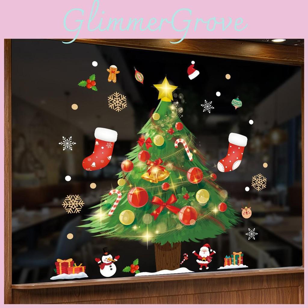 Christmas Cling Static Pvc Sticker With Santa And Tree For Holiday Decor Window