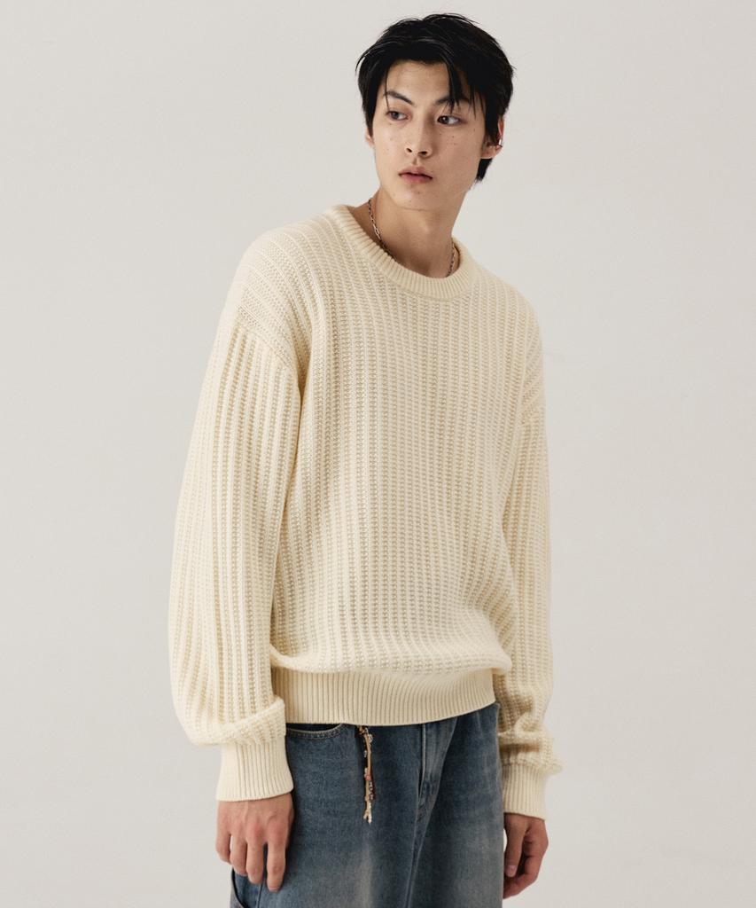 KIIMUIR Bulky Texture Crew Neck Knit_Ivory