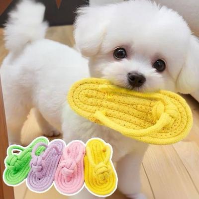 Rope Flip-Flop Pet Toy Cotton Rope Dog Chew Toy Slipper Shape Puppy Teething Toy for Dogs Teeth Cleaning And Boredom Relief