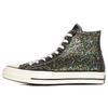 1970s Round Toe Lace-Up High-Top Canvas Shoes Unisex Silver Sequins