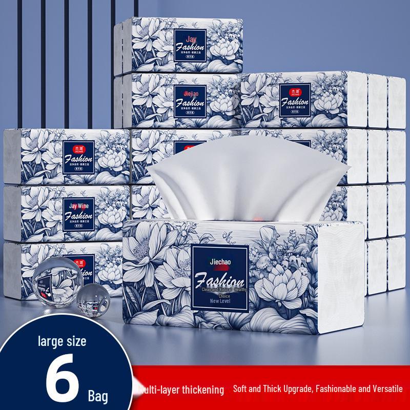 6-Pack Multi-Layer Household Tissue Paper for Face, Kitchen, Toilet, and Hands