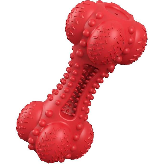 SCHITEC Squeaky Dog Chew Toy, Tough Durable Natural Rubber Bone with Toothbrush, Indestructible for Aggressive Chewers Large Medium Breed Teeth