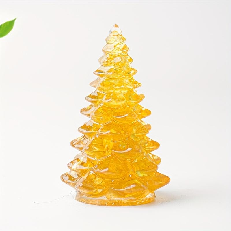 1pc Small Christmas Tree with Natural Crystal Synthetic Gemstone Inside, Lucky and Prosperous Growing Fluorite Bonsai Money Plant