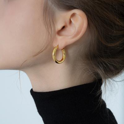 925 Sterling Silver Smooth Hoop Earrings for Women Men Punk Geometric Hoop Earrings Fine Jewelry