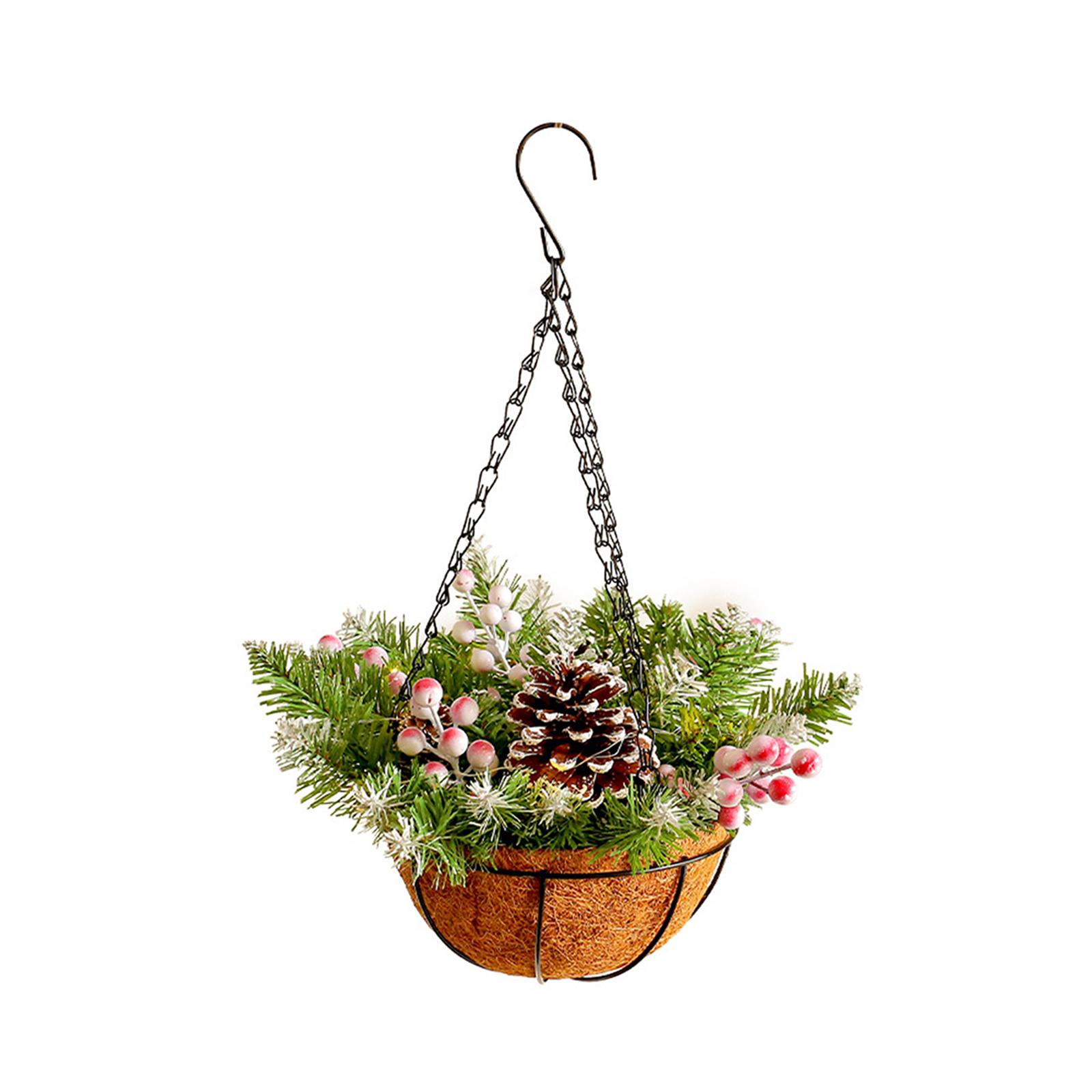 

Artificial Christmas Hanging Basket Gift Christmas Decoration for Porch Yard зелений