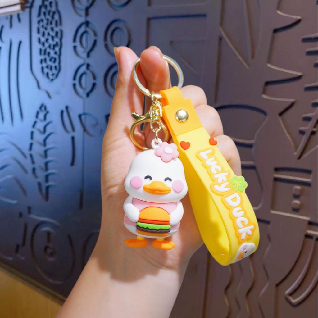 Entzückender Enten-Schlüsselanhänger: Weicher Gummi-Tier-Persönlichkeits-Anhänger für Taschen, Autos und mehr