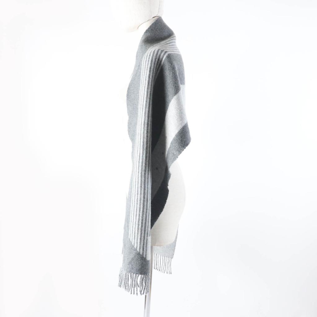 Excellent HERMES Scarf Sangle a Bookle With fringe cashmere Women Used