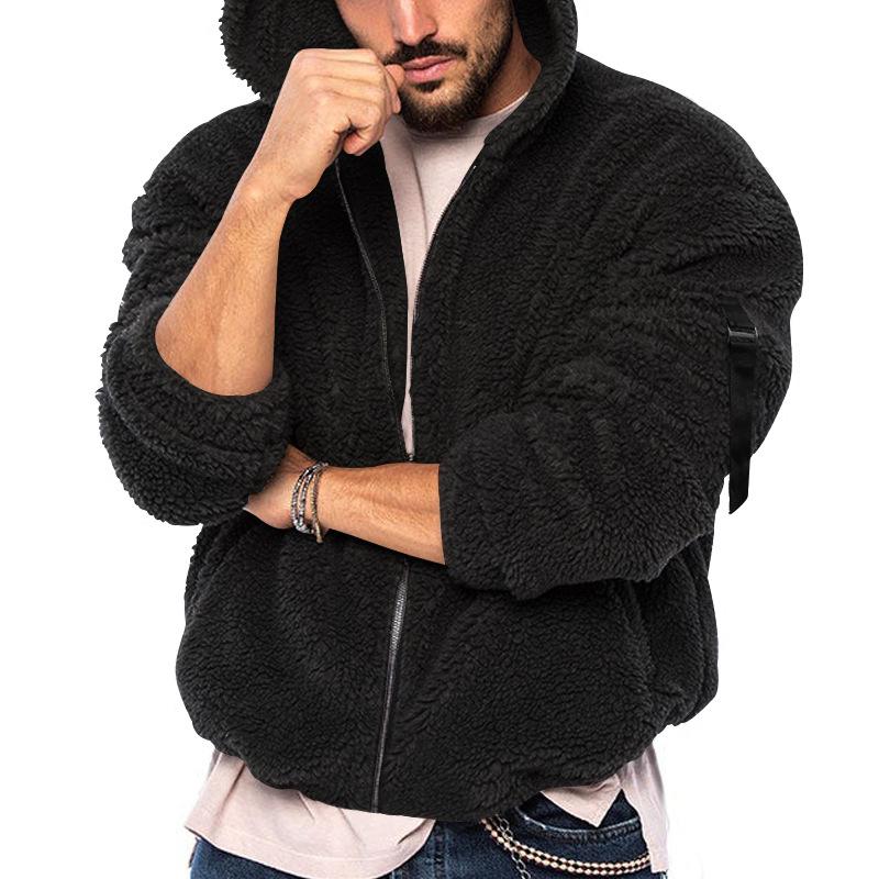 Herre ny vinter vendbar Arctic fleece casual jakke med hette og glidelås