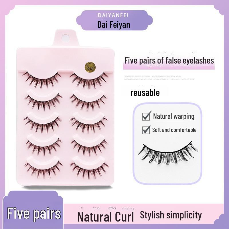 Cartoon Barbie Beginner False Eyelashes - Natural Thick 5 Pairs