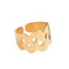 18K Gold Vacuum Electroplated Twisted Stainless Steel Geometric Open Ring for Women.