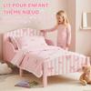 Children's Bed, 70 x 140 cm, Safety Rail, Bow Pattern, Pink
