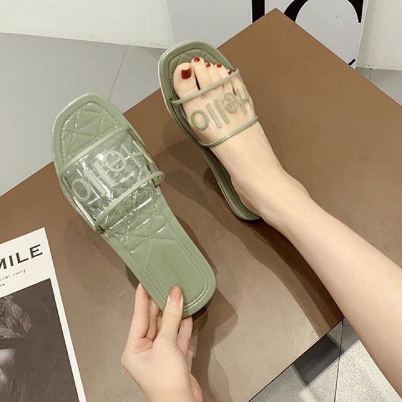 

Модные женские новые тапочки Модная верхняя одежда Летние новые стили Универсальные нескользящие пляжные сандалии и тапочки Пляжные сандалии 40 зелёный