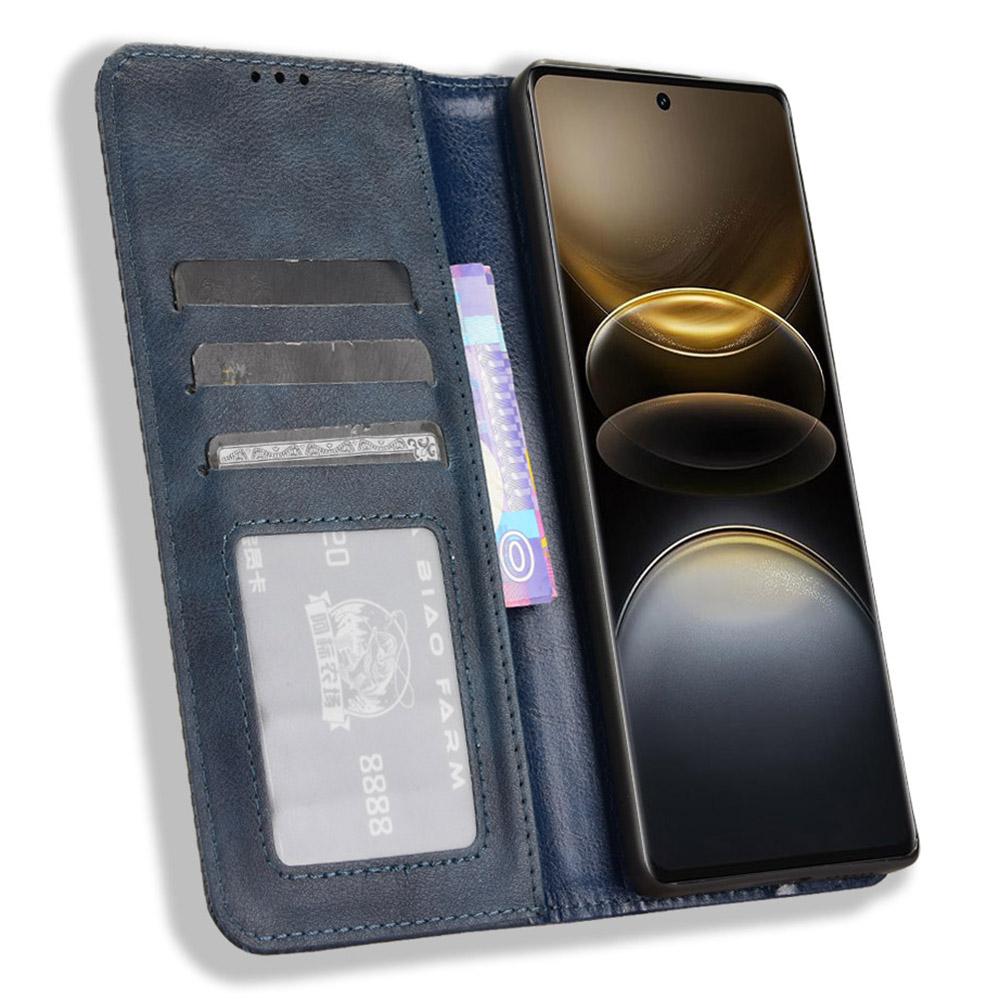 

For vivo X100 Ultra 5G Wallet Case Retro PU Leather Stand Phone Cover Blue