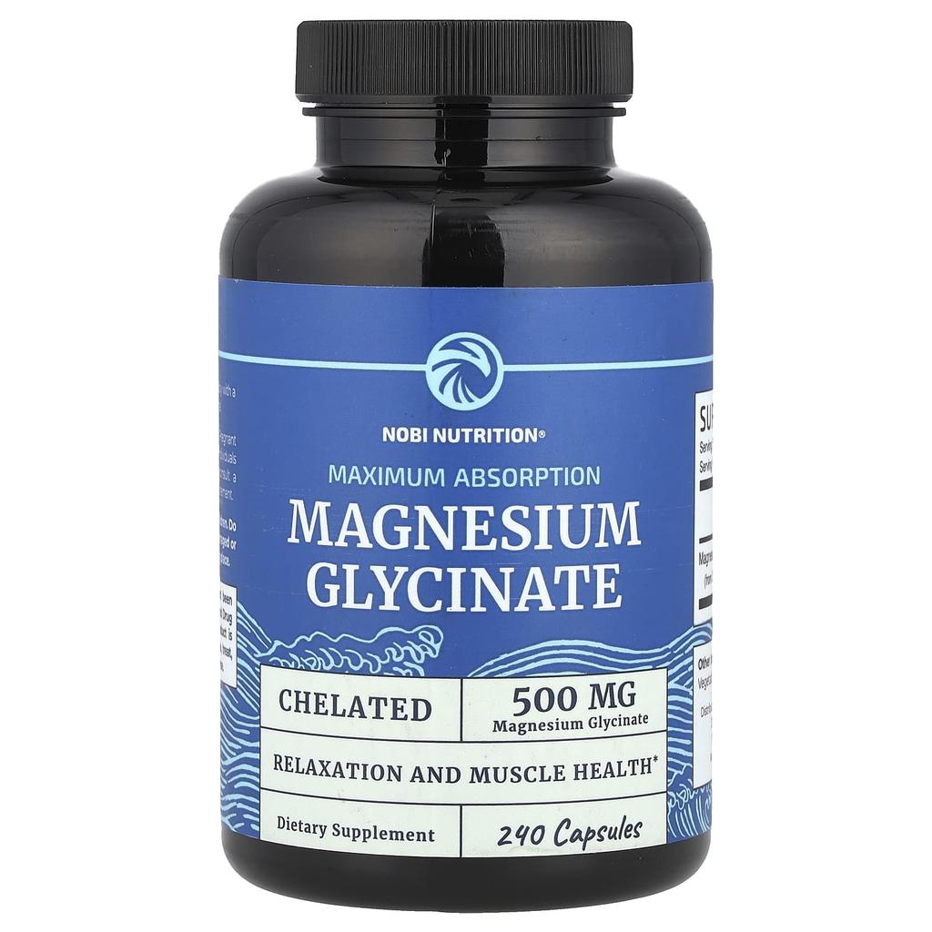 Nobi Nutrition, Magnesium Glycinate, 240 Capsules (250 mg per capsule)
