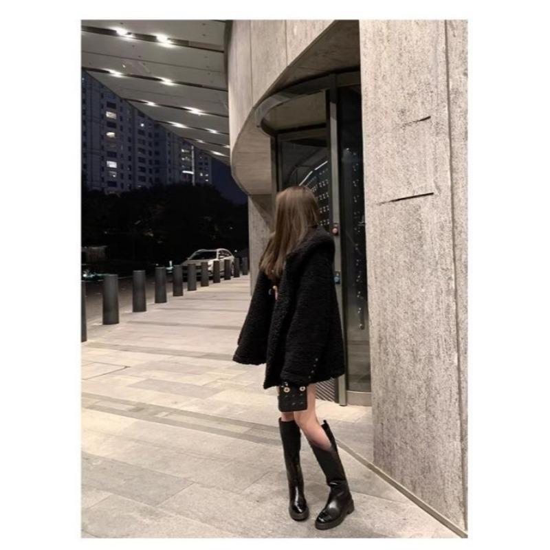 Winter Korean Fashion Fleece Coat Women Hooded Thickened Slim Fit Casual Lazy Style