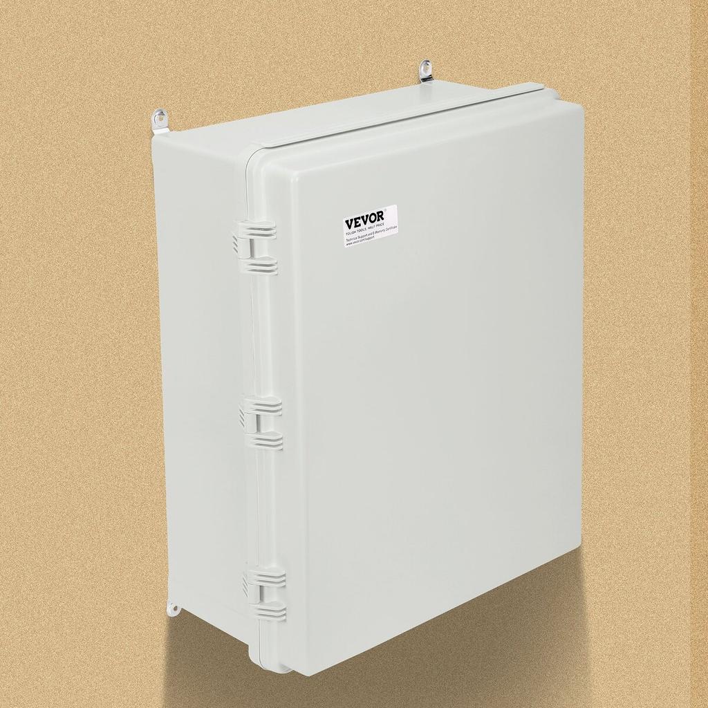 Outdoor Electrical Junction Box, 13.78 x 9.84 x 5.90 in, ABS Plastic Electrical Enclosure Box with Hinged Cover Stainless Steel Latch, IP67 Dustproof