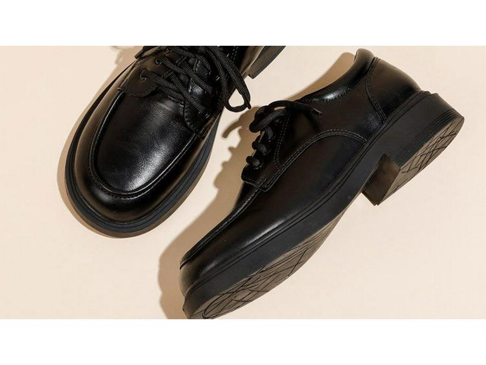 Women's Genuine Leather Fleece-Lined Loafers - Thick Sole, Slip-On, Lace-Up, British Style for Autumn and Winter