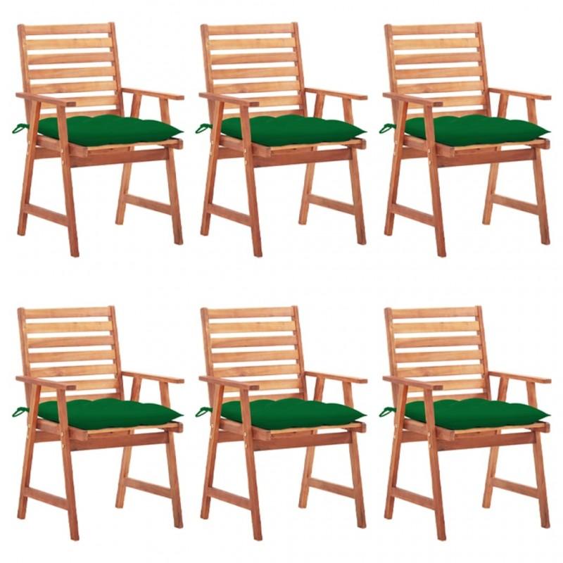 Día y Noche - Día y Noche Sillas comedor de jardín y cojines 6 uds madera maciza acacia