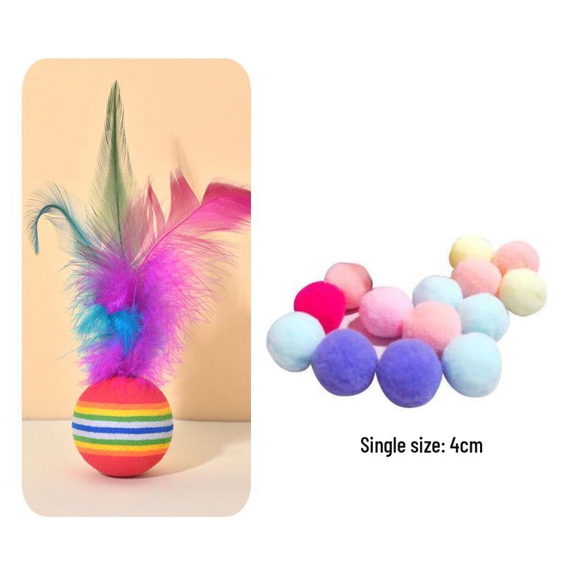 Rainbow Elastic Silent Cat Teething Toy - Seven-Color Decompression Ball