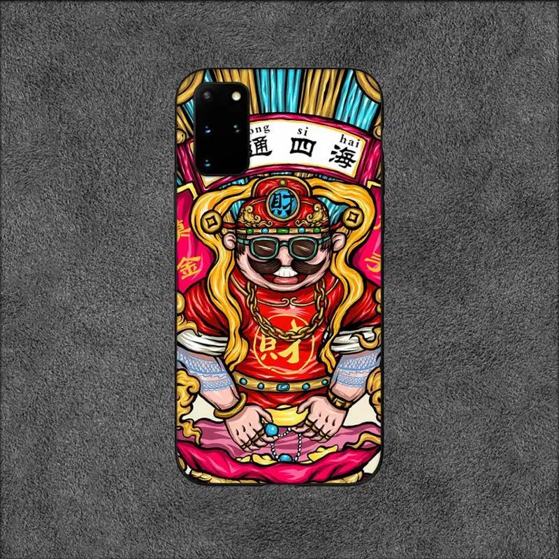 Elements of Chinese Style Lucky Money Cat Phone Case For Samsung Galaxy S10 S20 S21 Note10 20Plus Ultra Shell