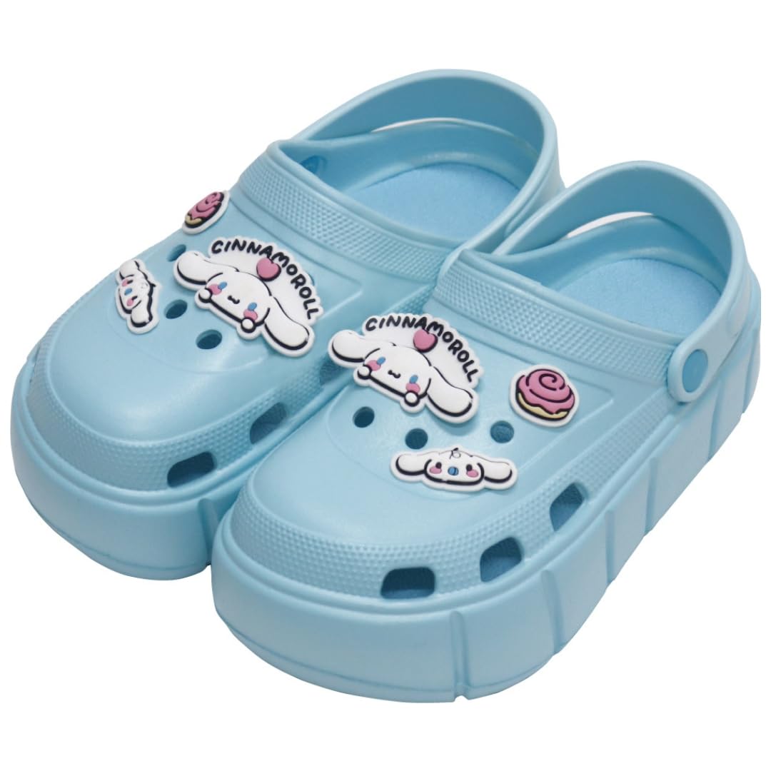 

Sanrio Platform Clog Character easy to put on and take Suitable for and Perfect for and indoor Stylish Sandals, Cinnamoroll, Blue, 24cm. shoes,