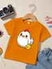 Cute White Chicken With Little Chick Cartoon Print T Shirt Boys Girls Lovely Short Sleeve Tee Family Matching Kids Cotton Tops