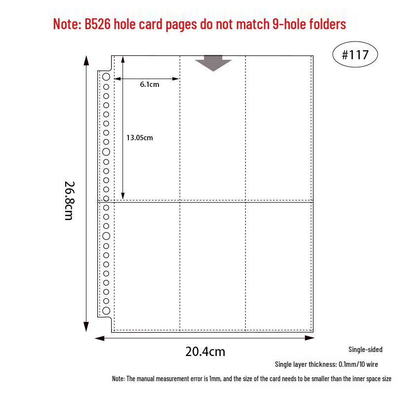 Transparent Card Album Inner Pages for A4/A5/A6/A7 Binders - Nine & Four Pocket Star Fandom Card Storage Refills