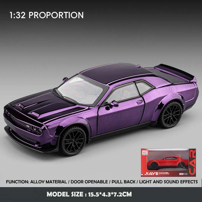 Electroplated 1/32 Alloy Dodge Hellcat Sports Car Model with Light and Sound Effects Collection Miniature Voiture Diecast Toy Vehicle