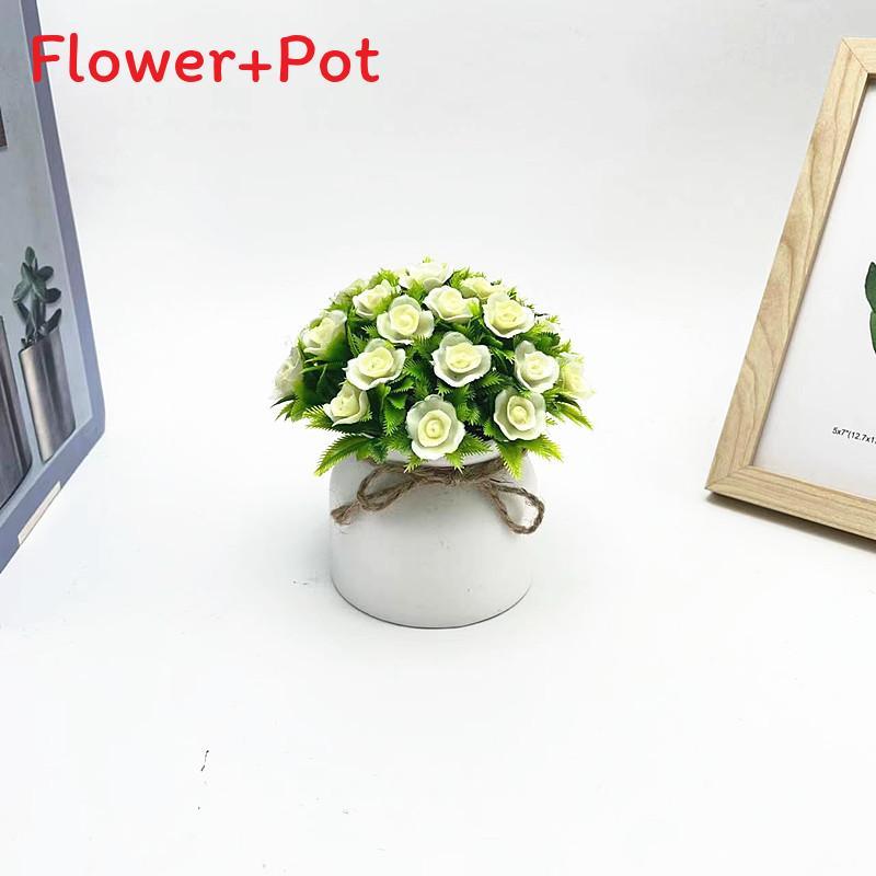 Mini Rose Plastic Potted Plant Bonsai For Wedding Photography And Home Decor