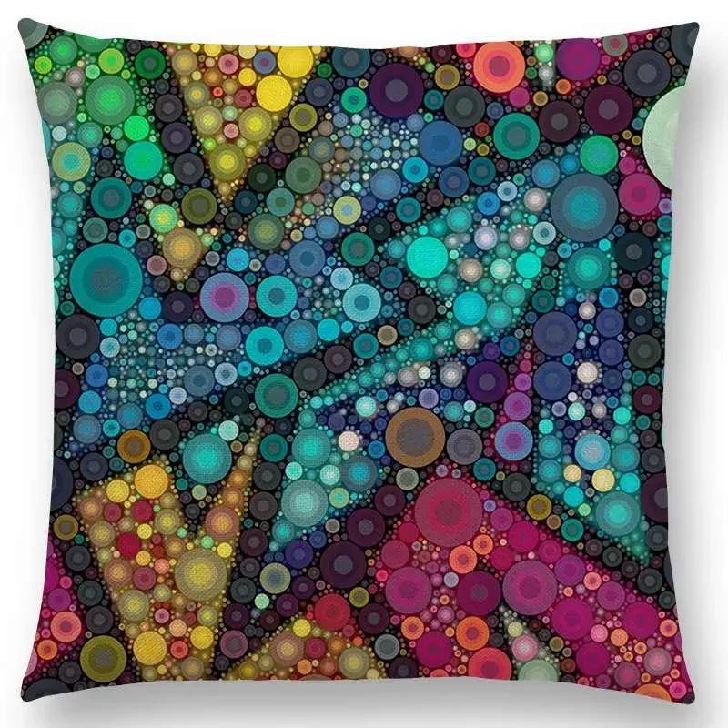 Butterfly Dream Love Flowers Sofa Throw Pillow Case Soul Heart Tulip Golden Circles Floral Stained Glass Colorful Cushion Cover