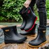 Men's Rain Shoes Medium Tube Water Shoes Waterproof and Wear-resistant Rubber Shoes Overshoes Rain Boots Non-slip Short Tube Fashionable and Simple O