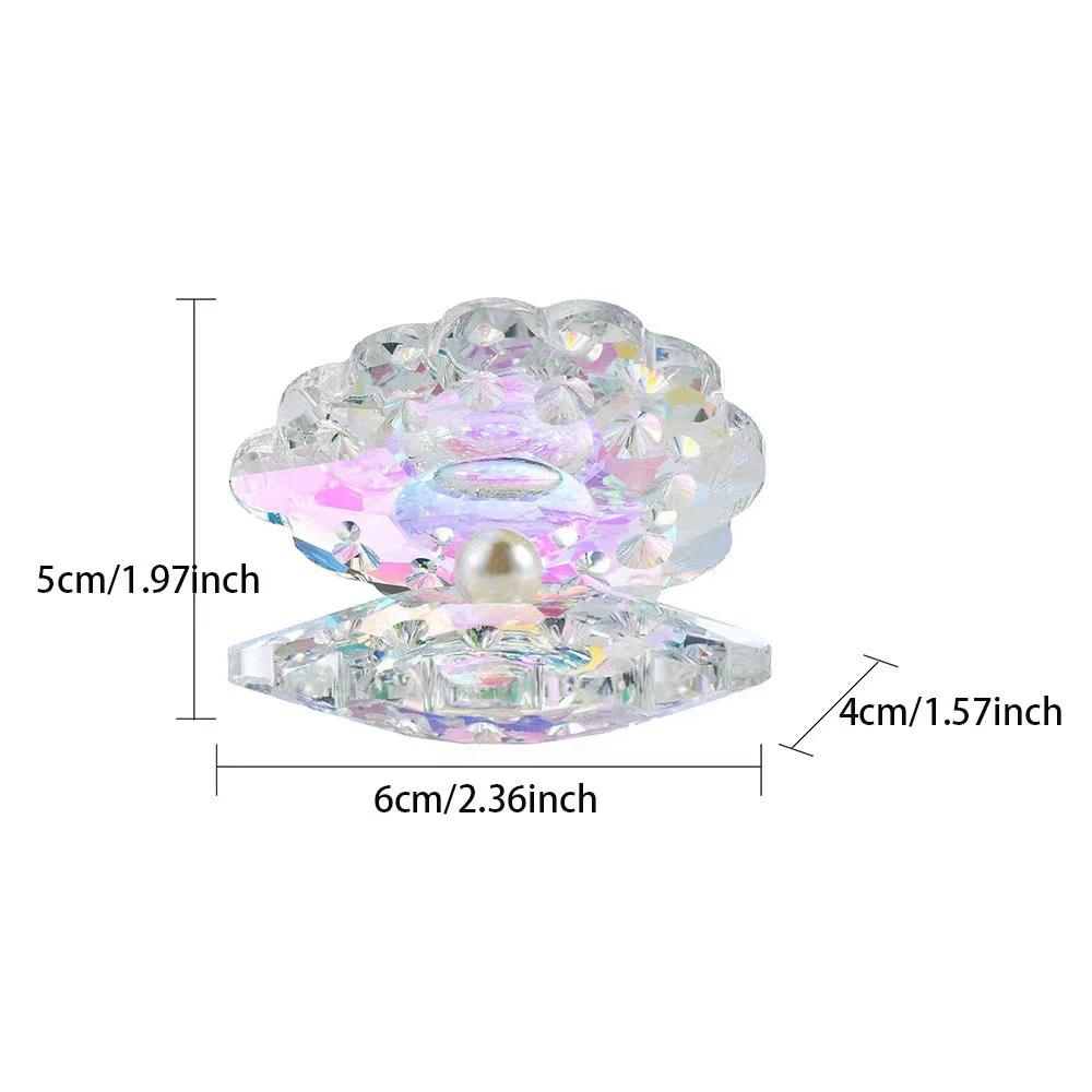 Reflective Crystal Conch Shell with Pearl Sun Catcher Pearl Clam Ornaments Crystal Seashell Figurine Collectible Desk Decor