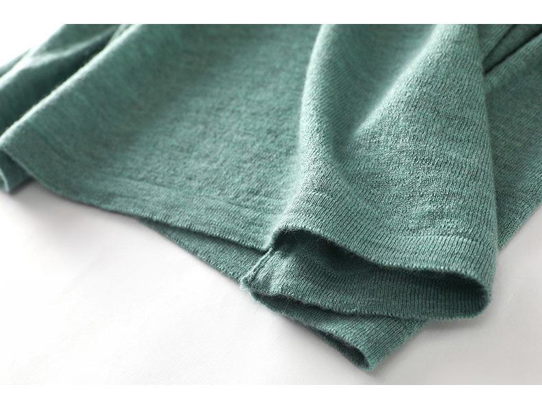 Women's Slim-Fit Half-High Collar Knit Top with Mid-Length Sleeves