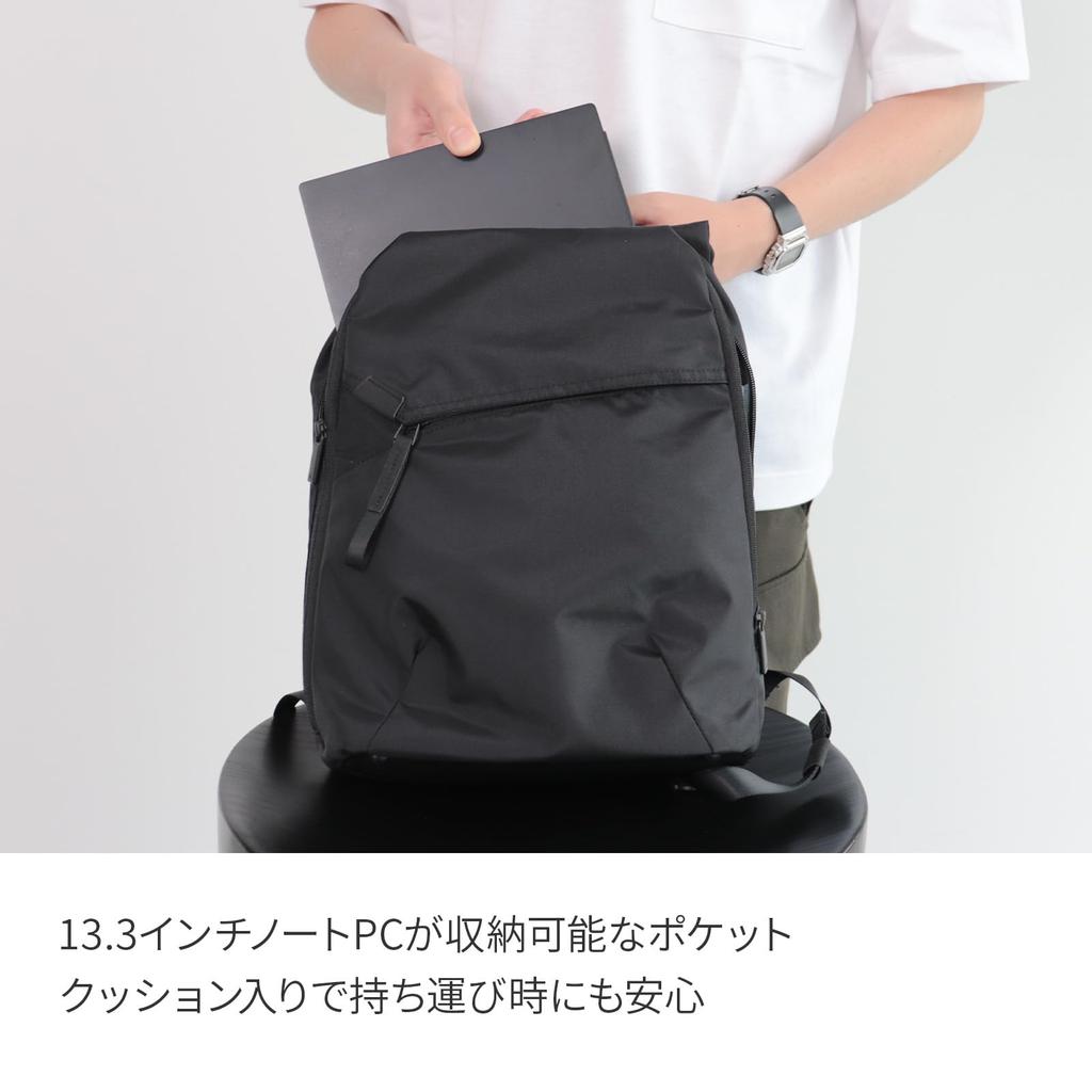 Backpack for Women and A4 fits 1 Sani 20404 Jet Black [Acegene] Men, 11L, size, 13.3-inch laptop, compartment, 430g,