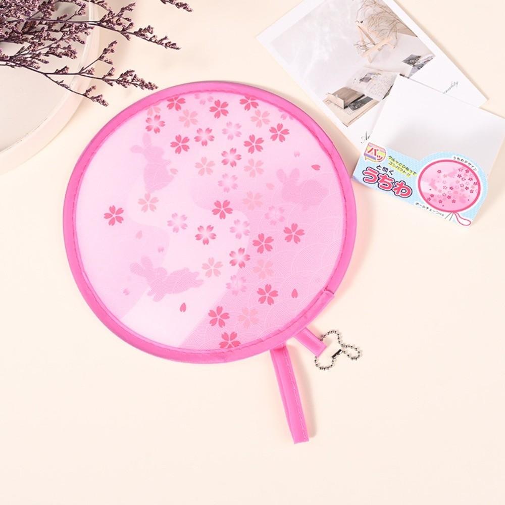 Floral Round Hand Fan Mini Pocket Cooling Fan New Handheld Folding Fan Outdoor Beach